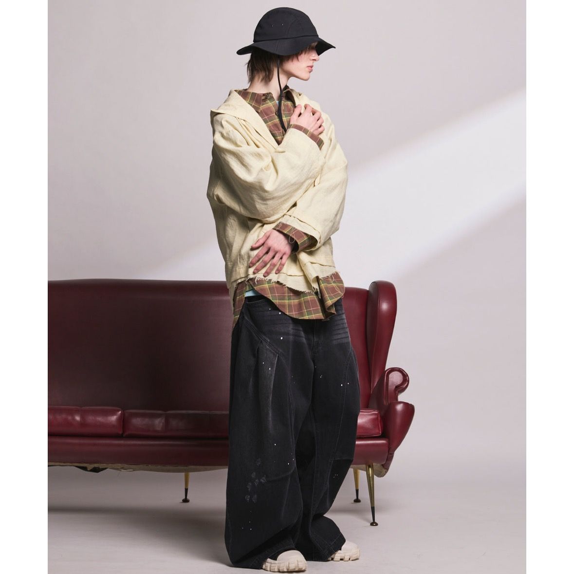 【残り一点】Deep Front Neck Prime-Over Mexican Shirt Hoodie