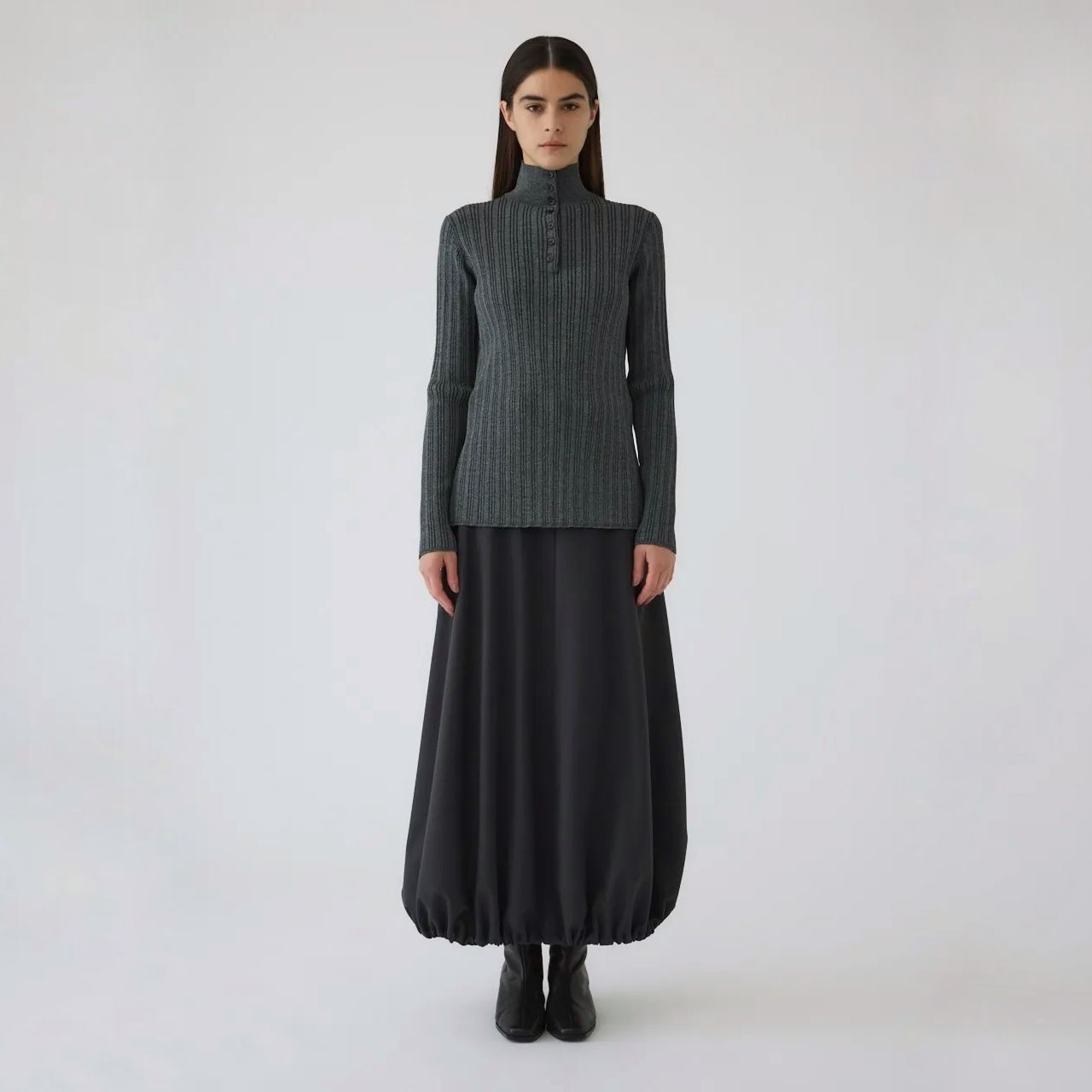 【残り一点】Open Collar Rib Knit Tops