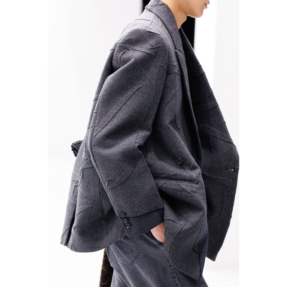 【残り一点】Needlepunched Wool Tweed Double Breasted Jacket