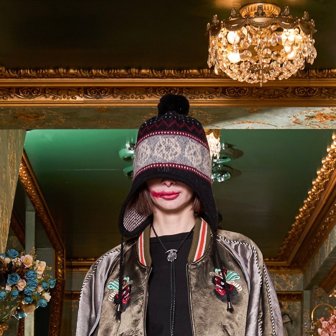 【残り一点】Wool Knit Flap Pompom Beanie