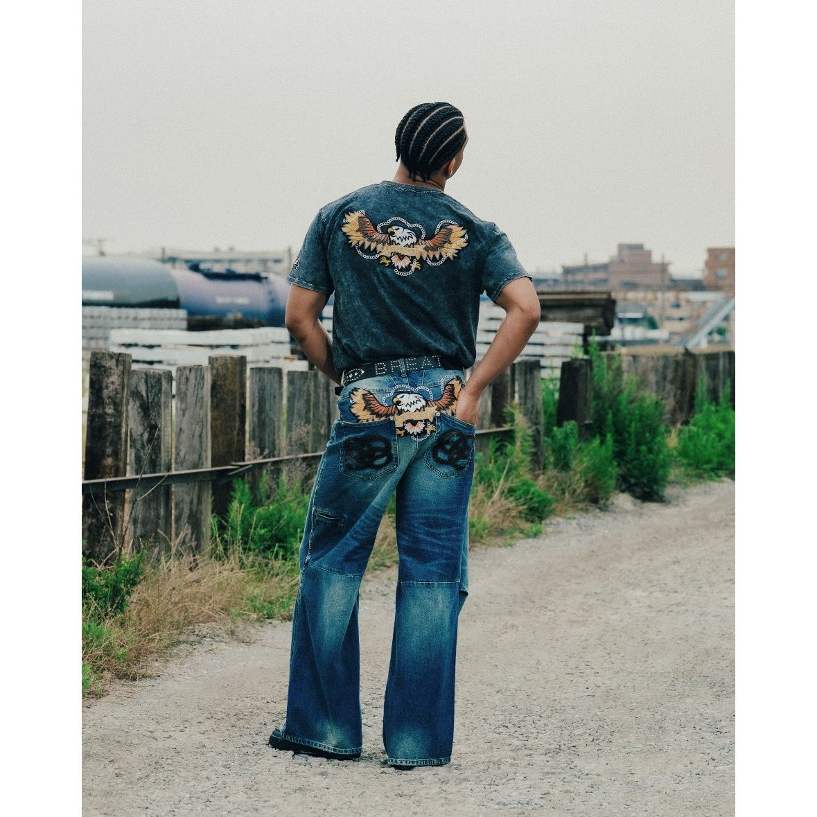 【残り一点】Chain Eagle Patch Denim Pants