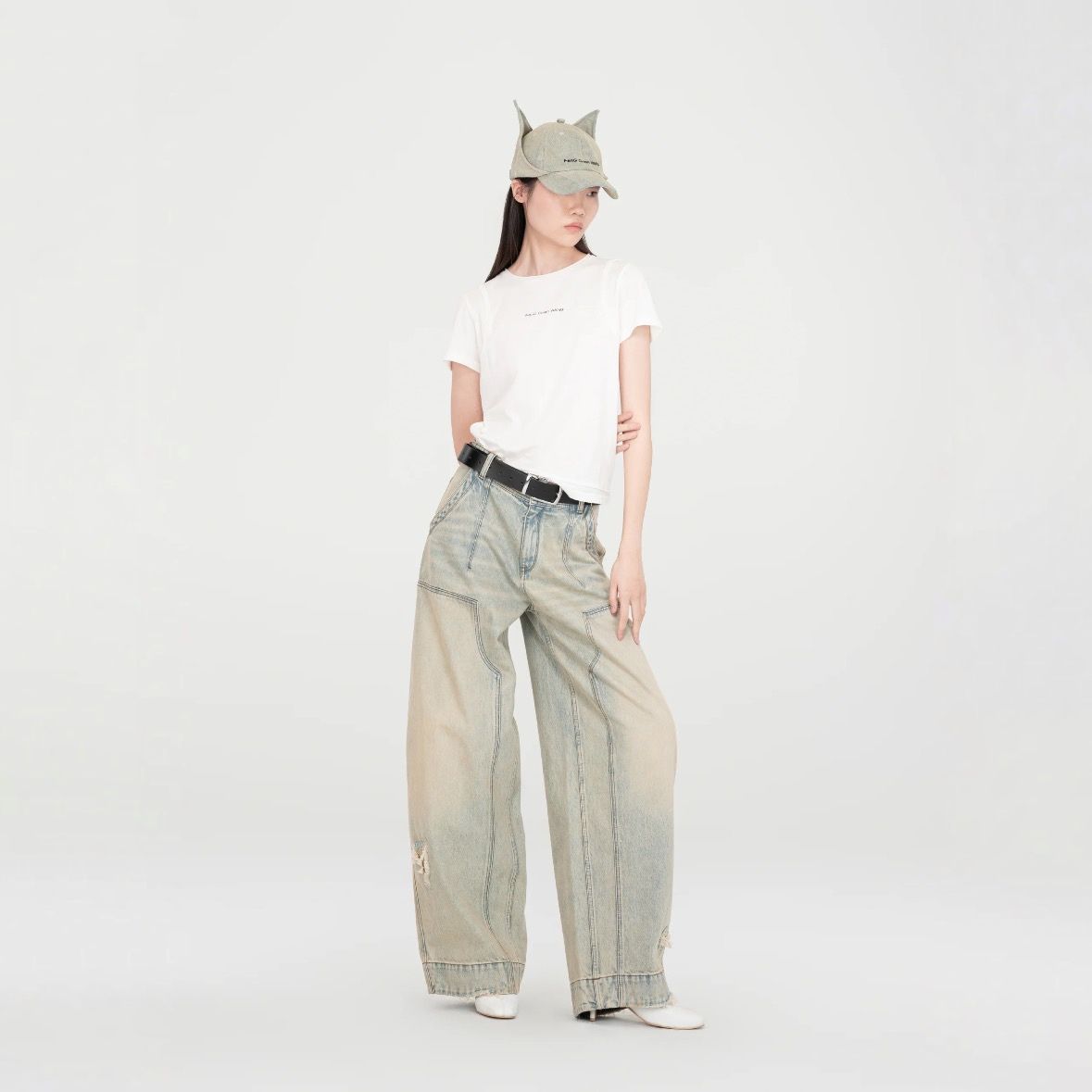 【残り一点】Washed Denim Deconstructed Cargo Jeans