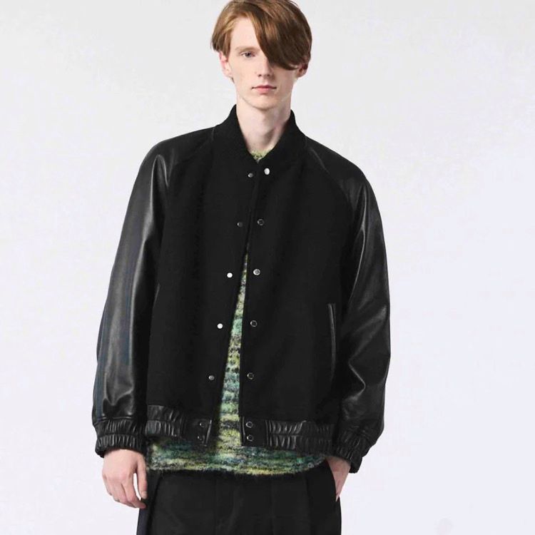 【残り一点】Sheep Leather Melton Combination Stadium Jacket