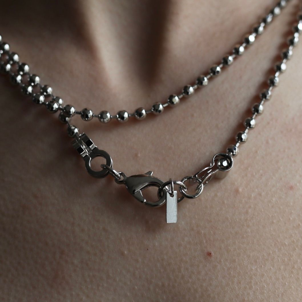 【残り一点】Cutting Ball Long Necklace & Bracelet(SILVER)