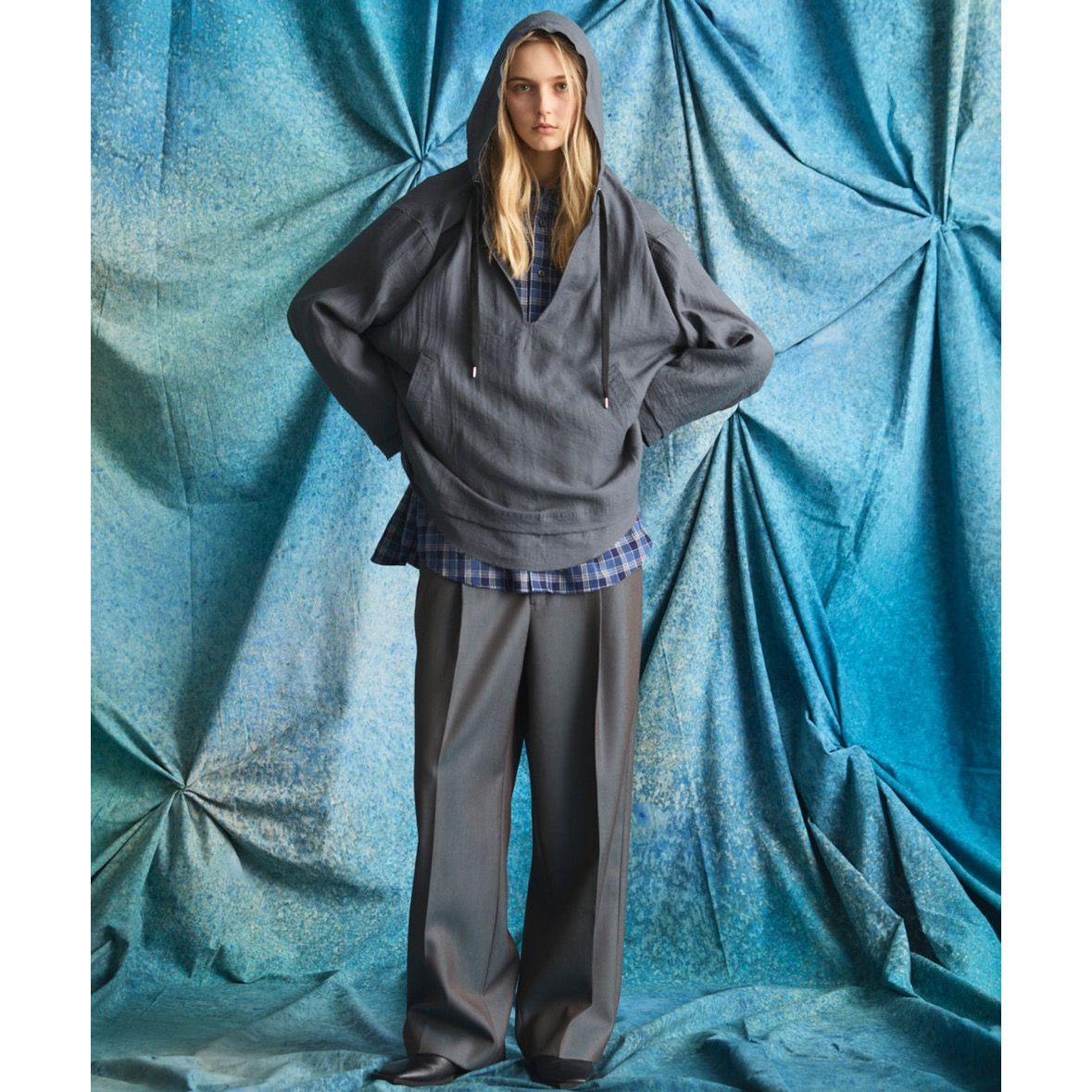 【残り一点】Deep Front Neck Prime-Over Mexican Shirt Hoodie