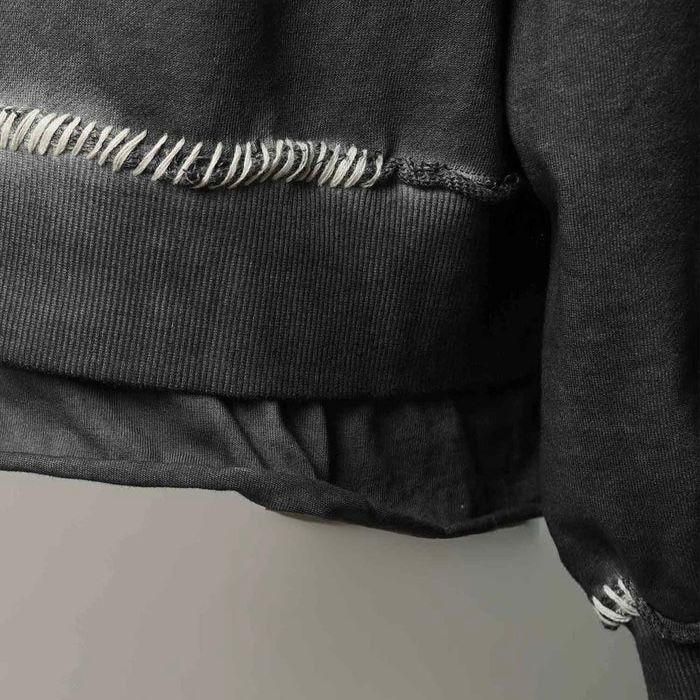 【残り一点】Heavy-Weight Sweat Embroidery Damage Over-Dye Crew Neck Pullover