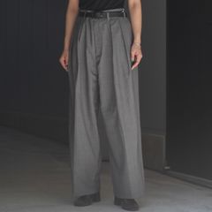 【残り一点】ストライプウールツータックワイドスラックス