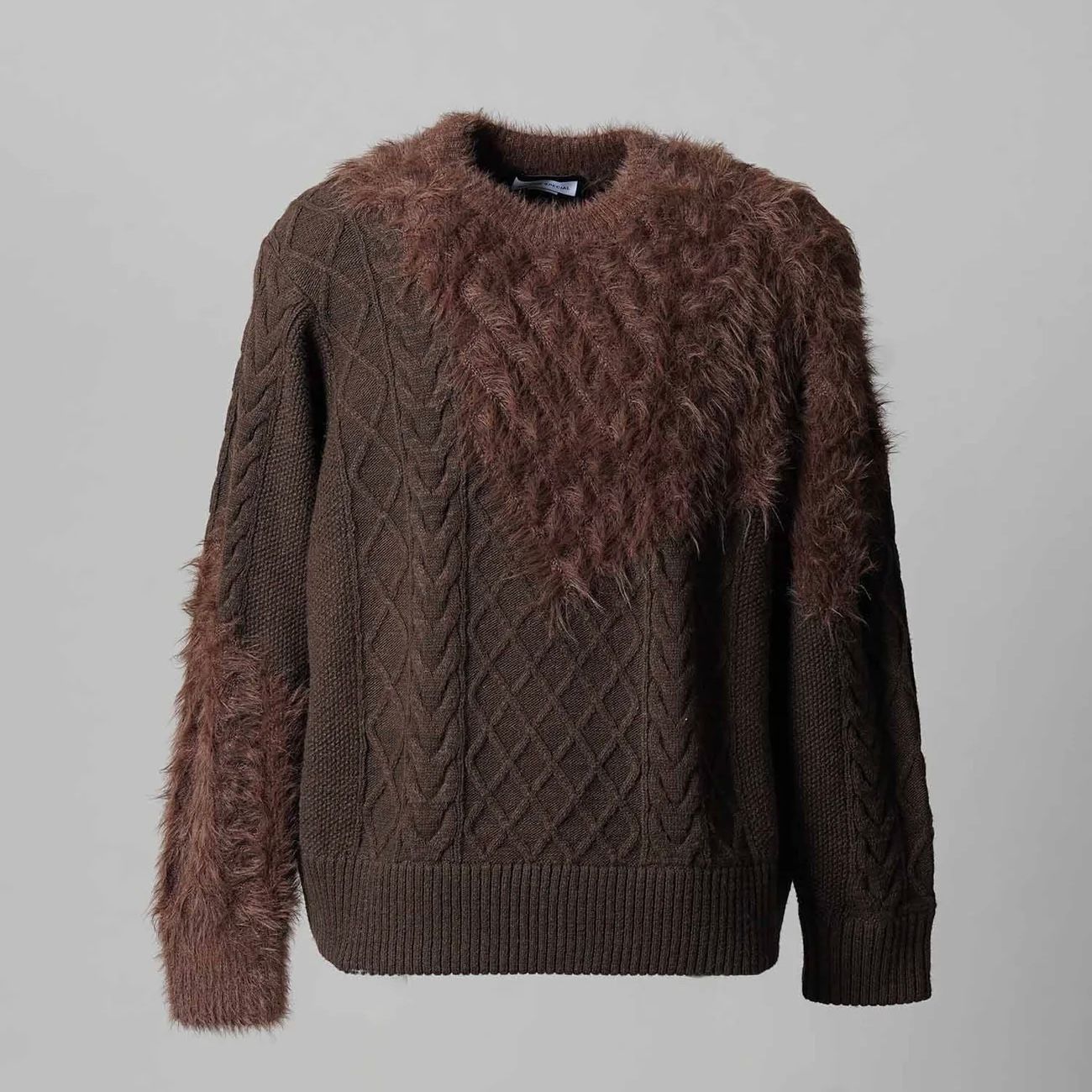 【残り一点】Cable Shaggy Mix Prime Over Crew Neck Knit Pull Over