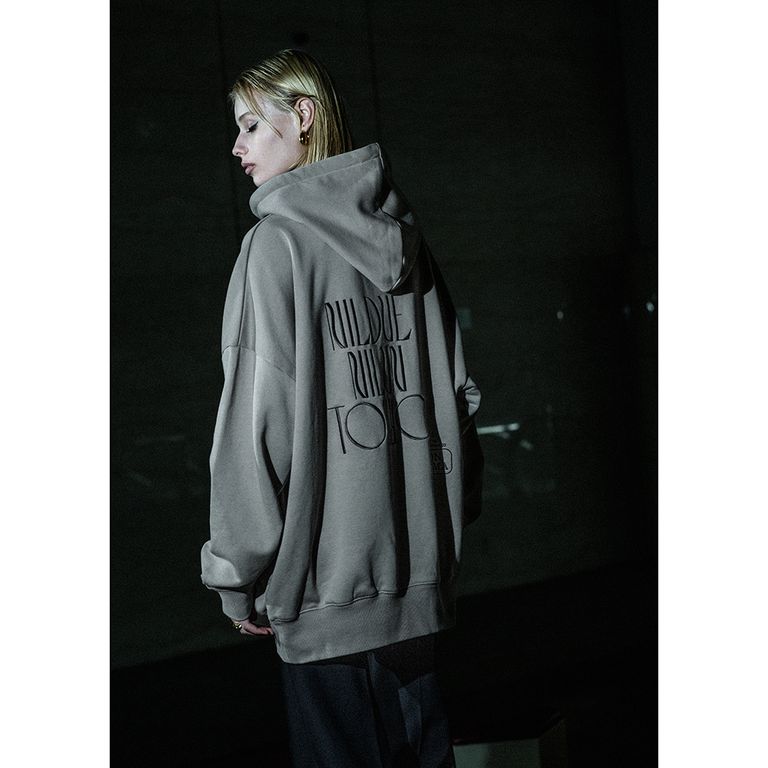 ラウンド nil due nil un LONG HOODIE OVER COATブラック | www