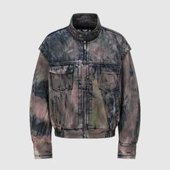 【残り一点】Brown Artistically Tie-Dyed Coated Denim SC Jacket