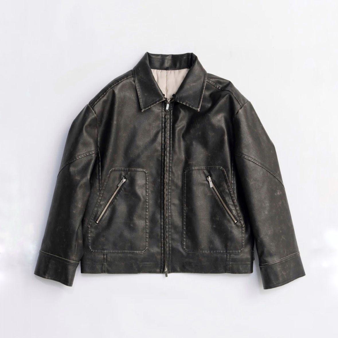 【残り一点】2way Collar Vegan Leather Blouson