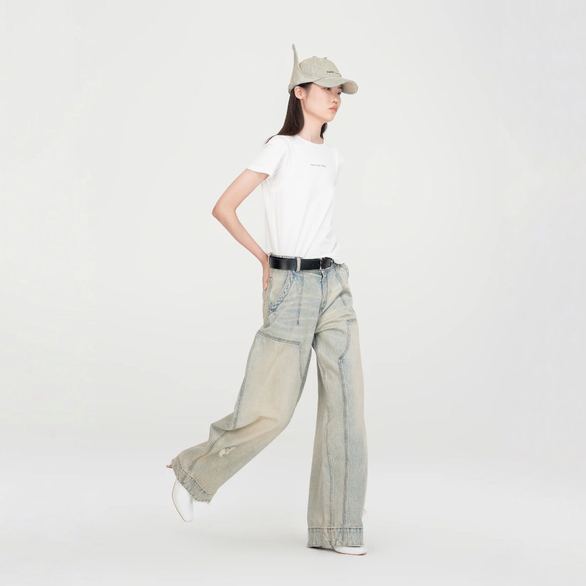 【残り一点】Washed Denim Deconstructed Cargo Jeans