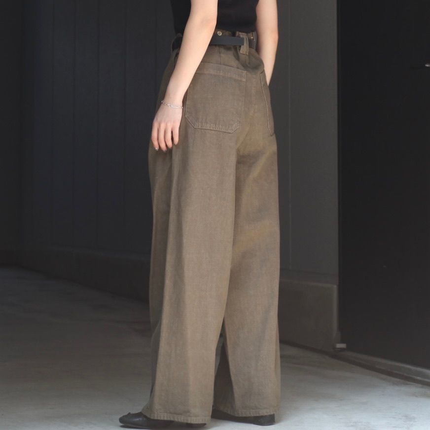 【残り一点】Denim 3pleated Wide-Leg Trousers