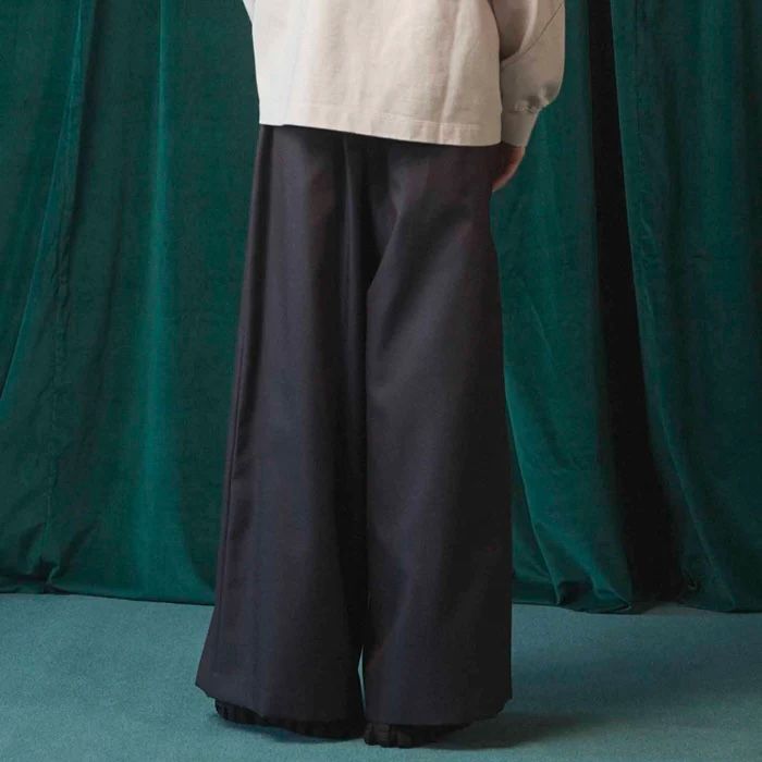 【残り一点】72/2 4Colors Chambray Wool Baggy Wide Pants