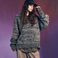 【残り一点】Mix Color Fancy Yarn Prime-Over Skipper Knit Pullover