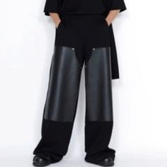 【残り一点】Sweat Wide Pants with Leather Patch