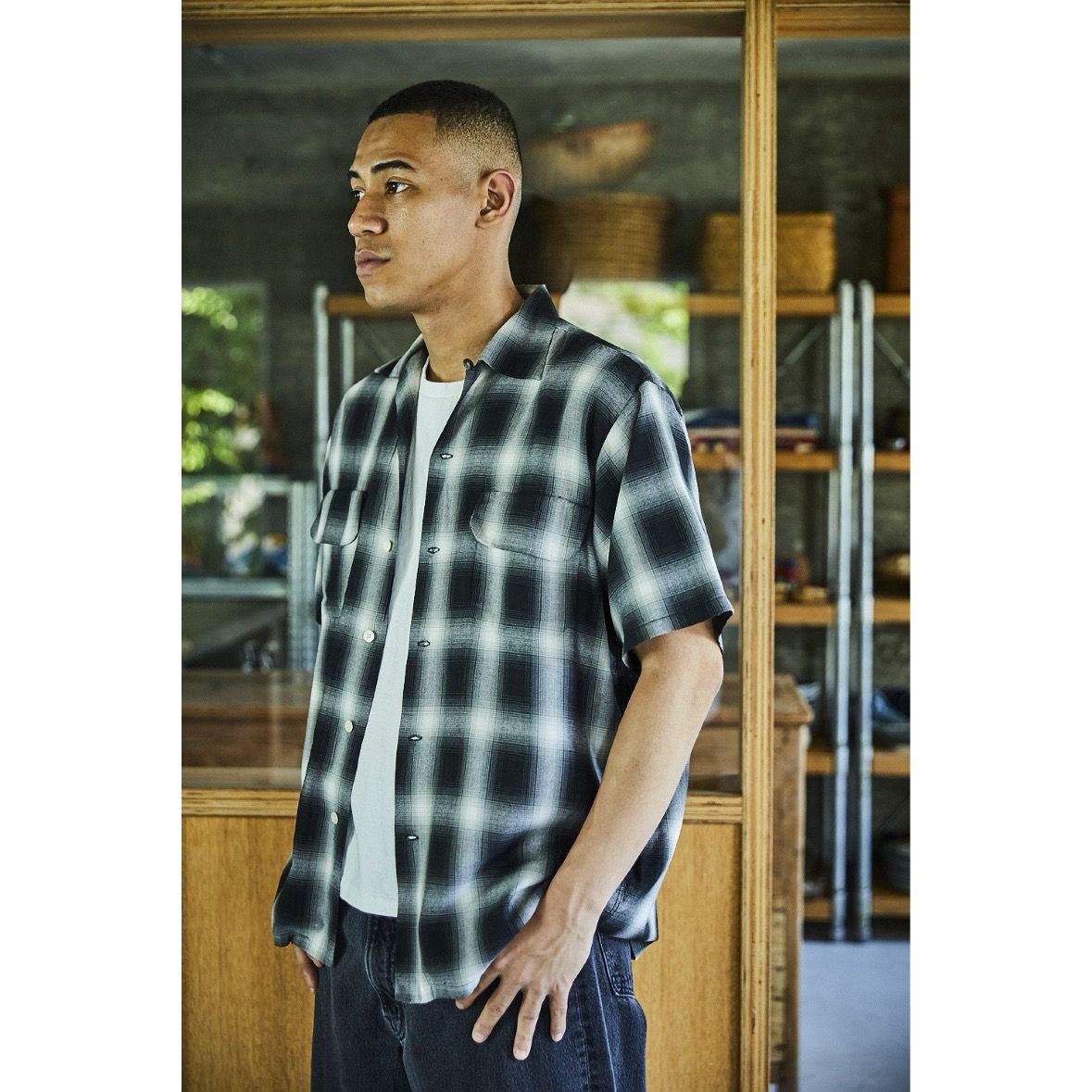 【残り一点】Ombre Check Short Sleeve Shirt