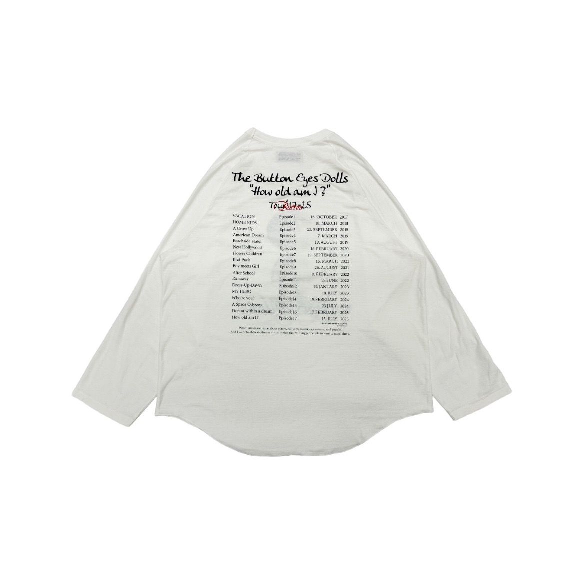 【残り一点】"Button Eye Doll" Raglan Tag Tour Tee