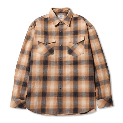 【残り一点】Ombre Check Western L/S SH