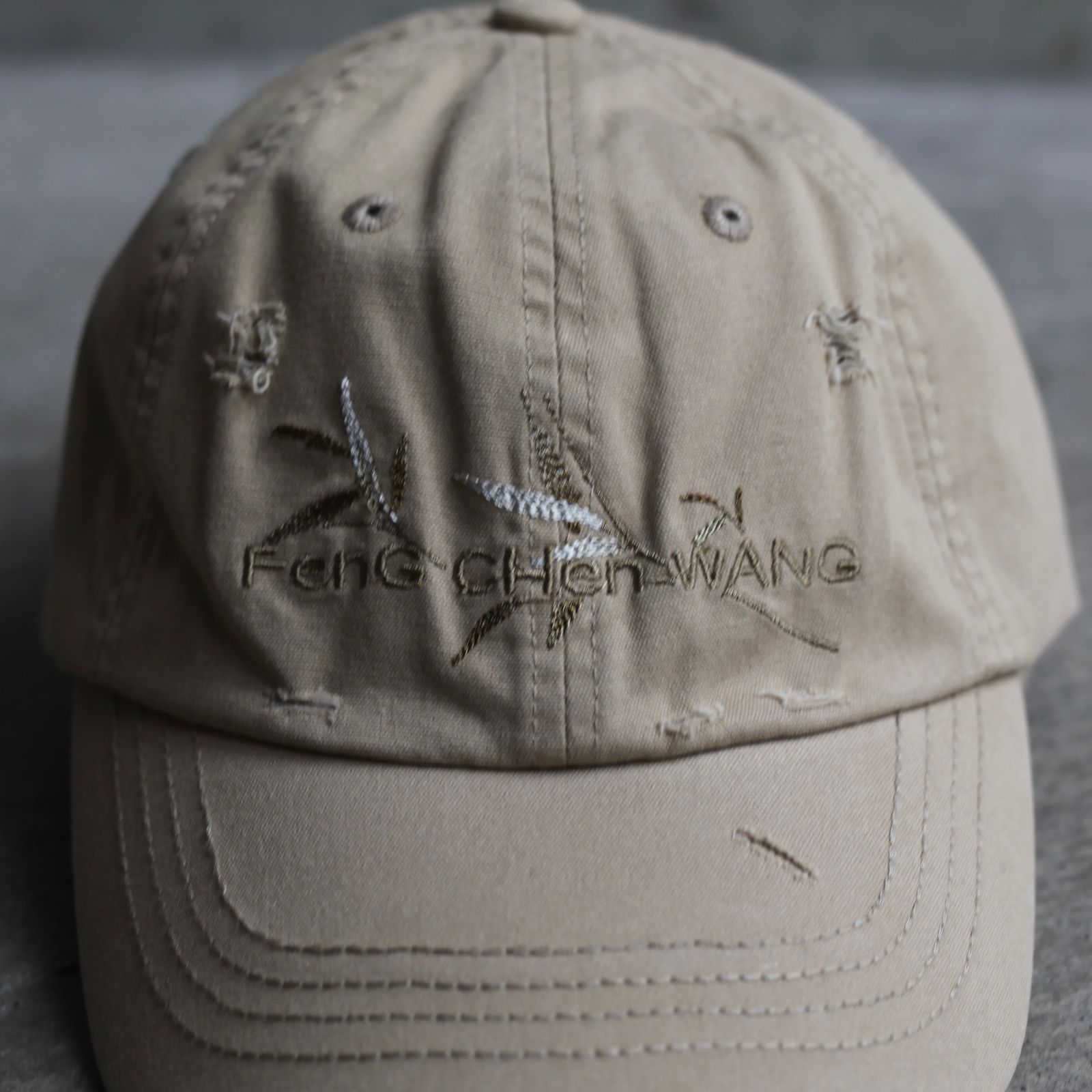 【残り一点】Khaki Bamboo Embroidery Baseball Cap
