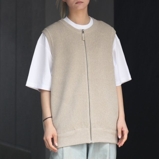 【残りわずか】Moss Stitch Zip Vest