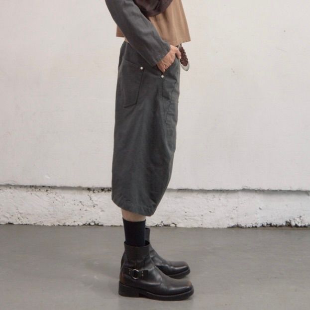 【残り一点】Curved Leg Double Knee Work Short Pants