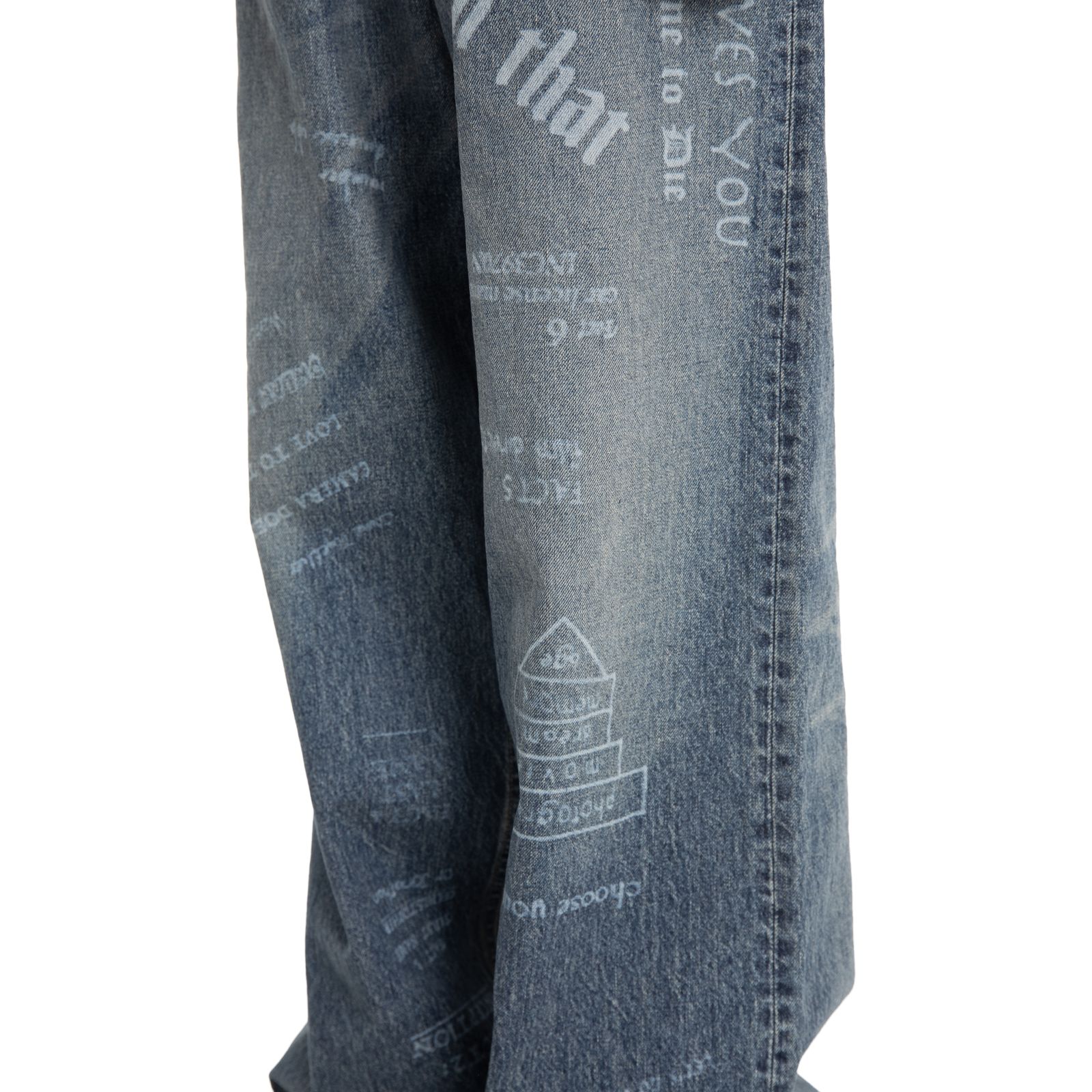 【残り一点】"TATTOO" Laser Printed Wide Denim Pants