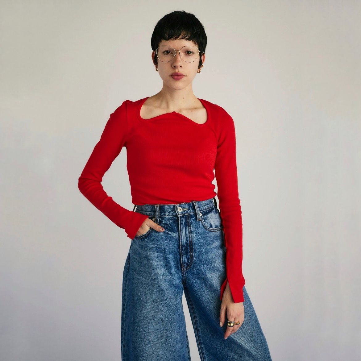【試着のみ】HeRIN.CYE Wave neck tops HeRIN.CYE - 【再販売通知受付可能】Wave Neck Tops | ACRMTSM