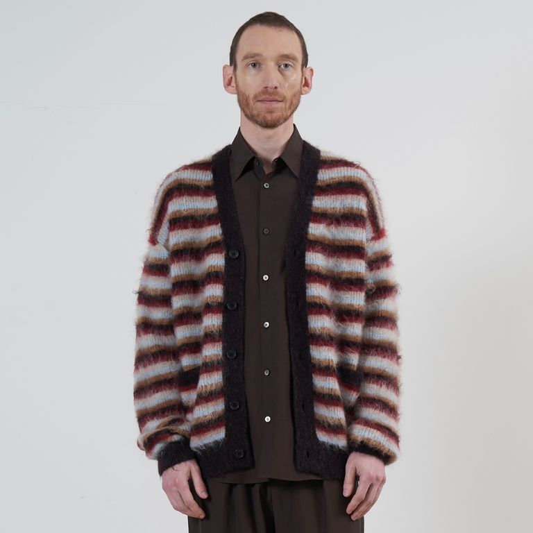 YOKE MOHAIR BORDER LONG STOLE オレンジ（YOKE(ヨーク) MOHAIR BORDER  