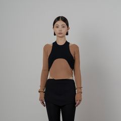 【残り一点】Matt Rib Layered Knit Tops