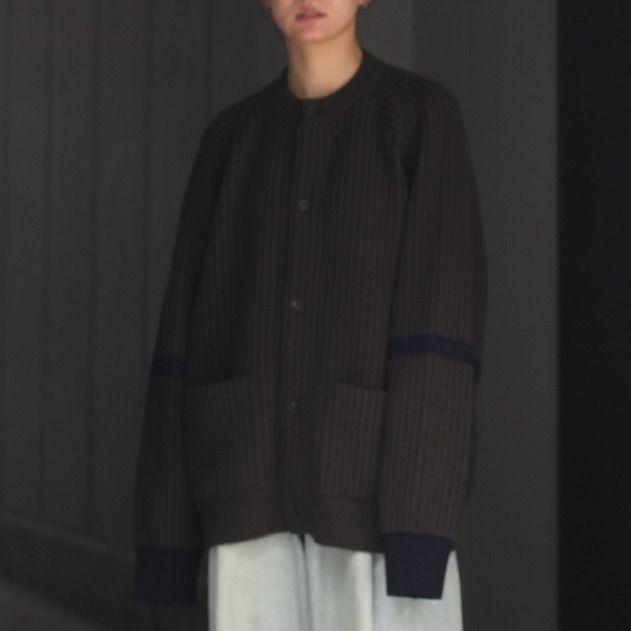 stein Thick Wale Rib Crew Neck Cardigan カーディガン トップス メンズ 販売の人気
