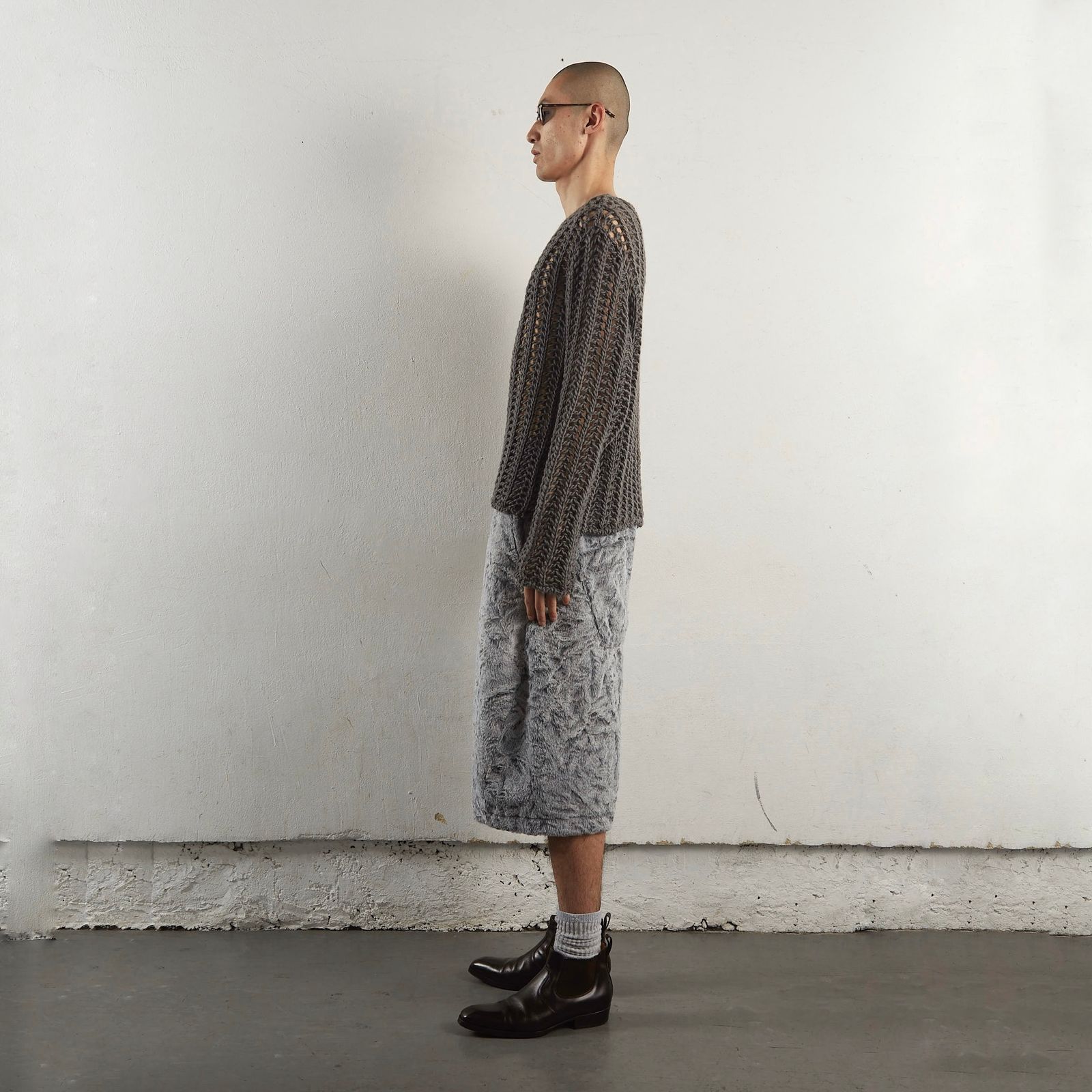 NVRFRGT - 【残り一点】Faux Shearling 3D Twisted Half Pants 
