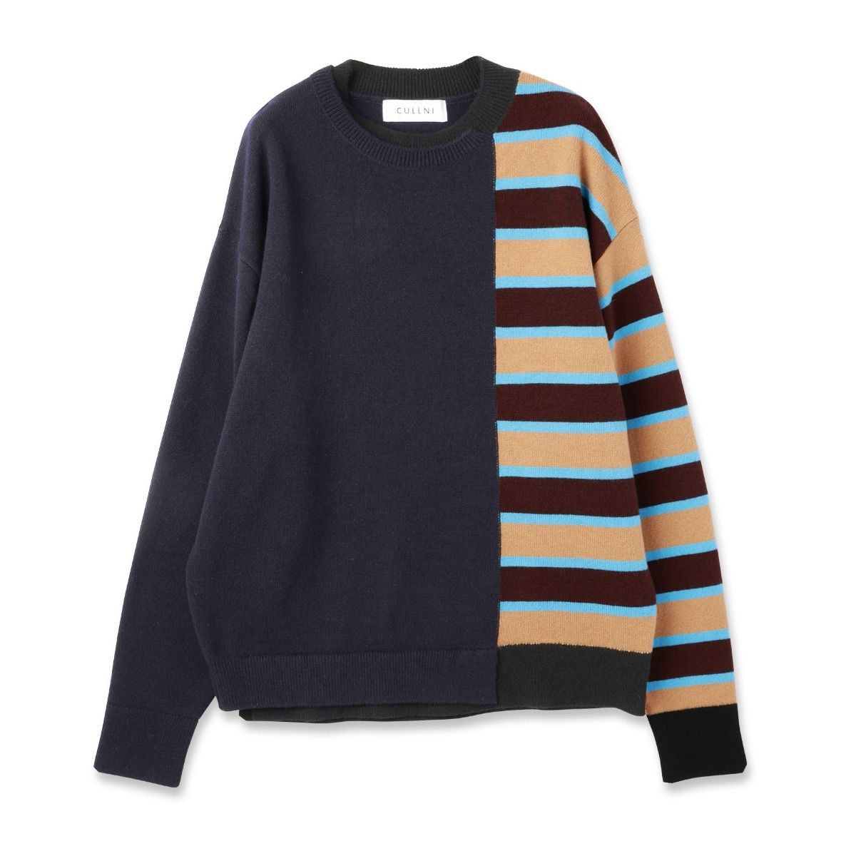 【残り一点】Asymmetrical Border Layered Rib Pullover Knit