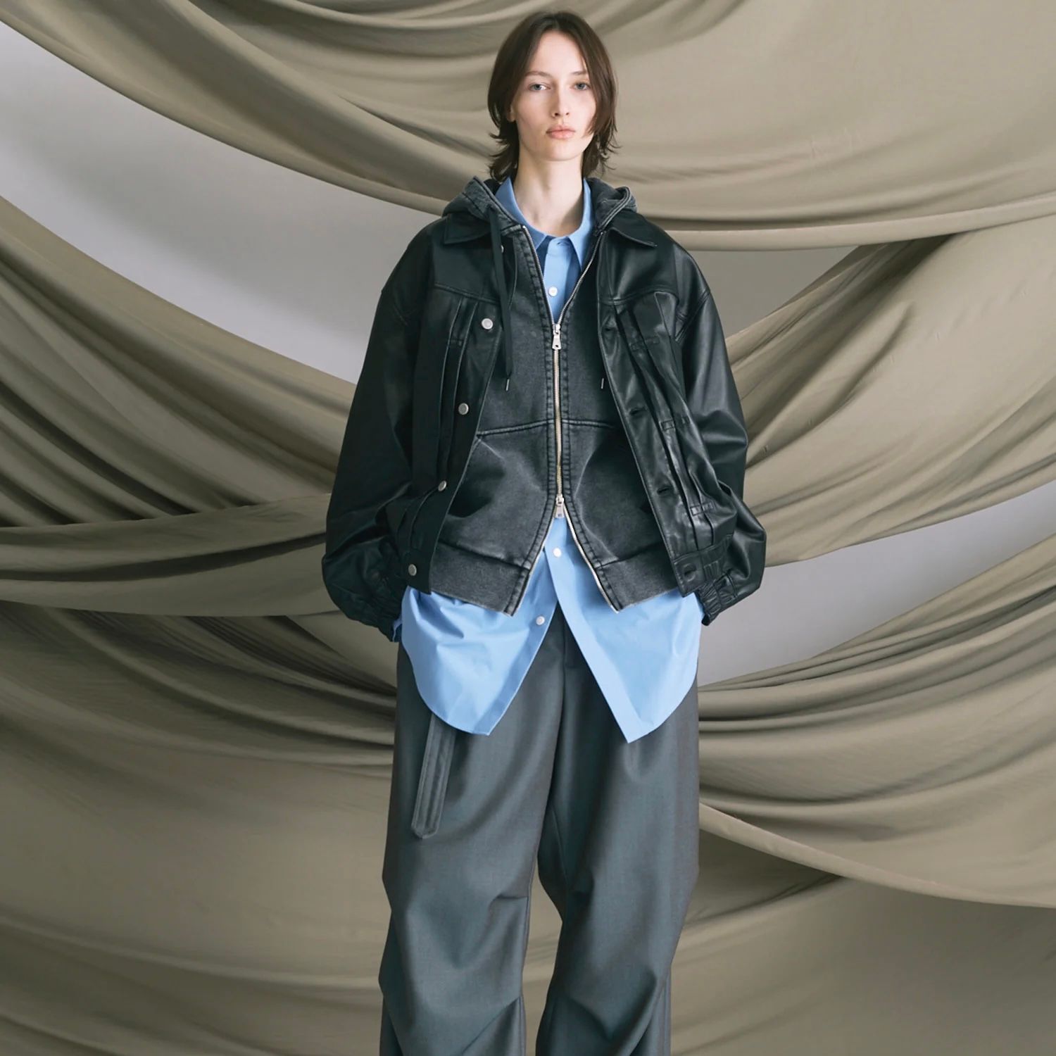 【残り一点】120 / 2 Suvin Cotton Typewriter Prime-Over Shirt Coat