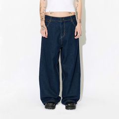 【残り一点】Wide Leg Jeans with Knit Patch Waisted