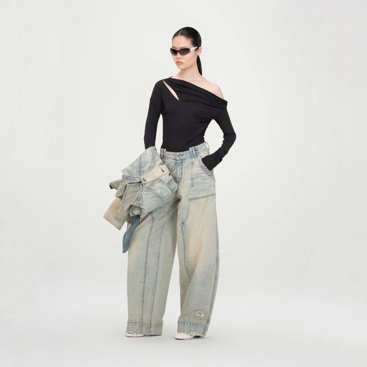 【残り一点】Washed Denim Deconstructed Cargo Jeans