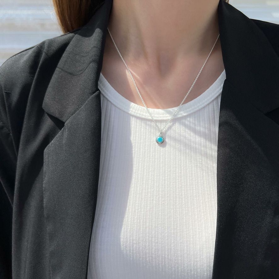 【お取り寄せ注文可能】Round Stone Pendant_S(BLUE)