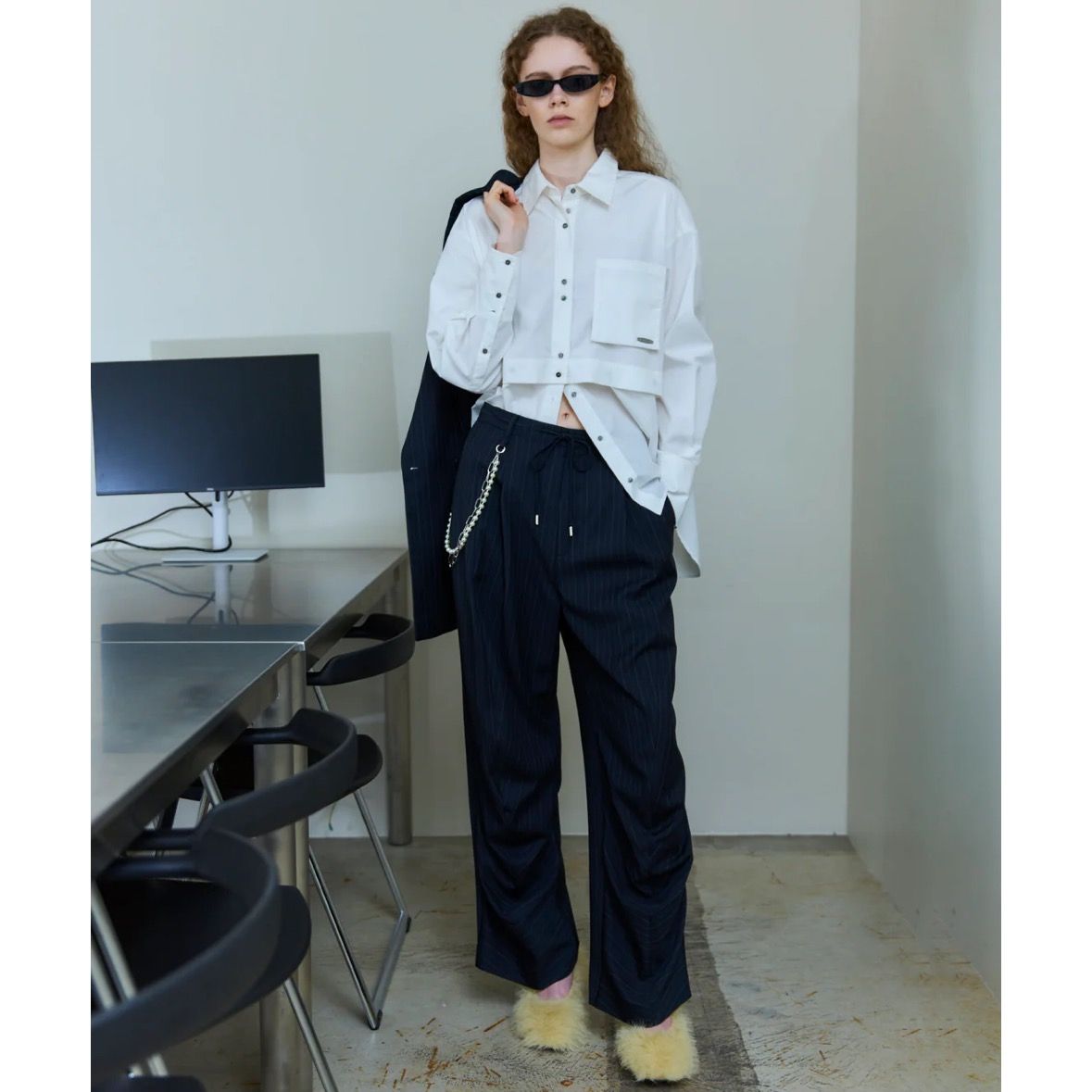 【残り一点】Chain Belt with Drape Hem Slacks
