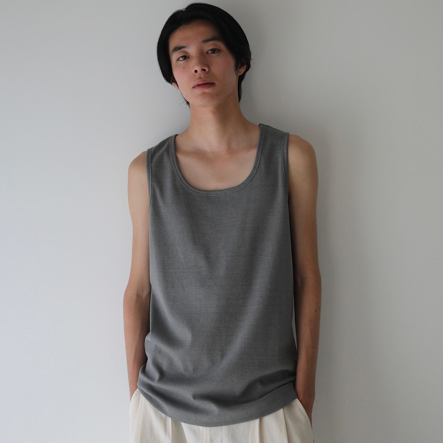 【残り一点】Dyed Ribbed Scoop Neck Tank