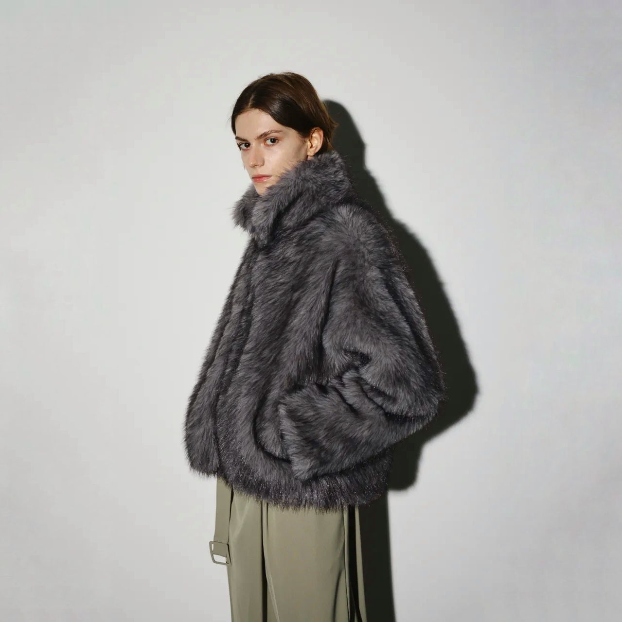 【残り一点】High Collar Faux Fur Jacket
