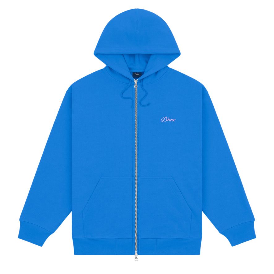 【関税込み】Dime ブルー Cursive Small Logo ジップフーディ Dime - 【残りわずか】Cursive Small Logo Zip Hoodie | ACRMTSM