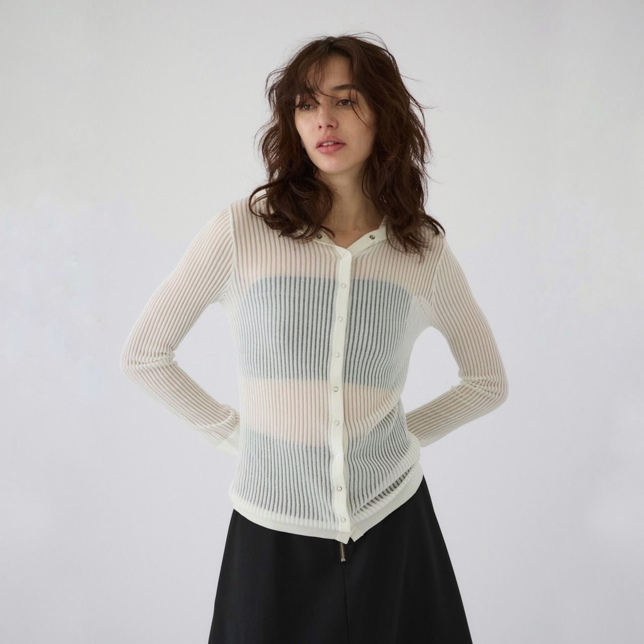 【残り一点】Sheer Ribbed Hoodie