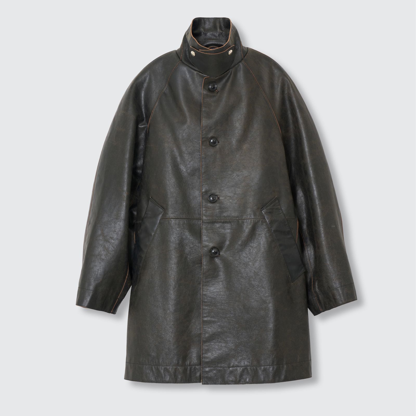 【残り一点】Cracked Leather Cut Off Half Coat