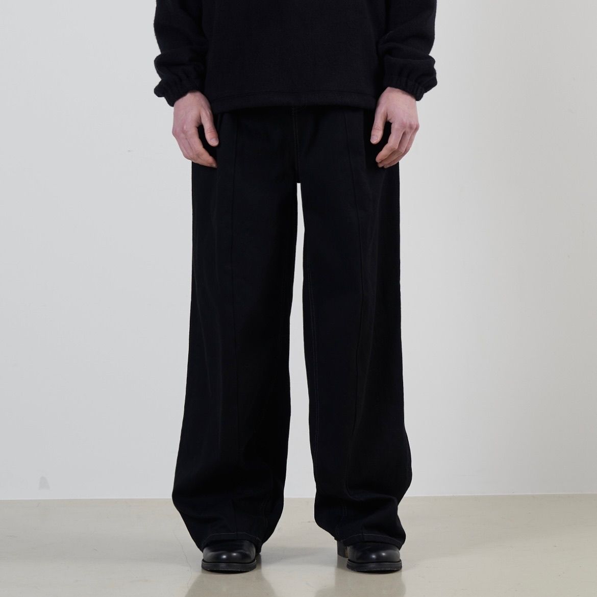 YOKE (ヨーク) - 【残り一点】Denim WIDE Leg Buggy Pants - 3(M) / Black / Unisex