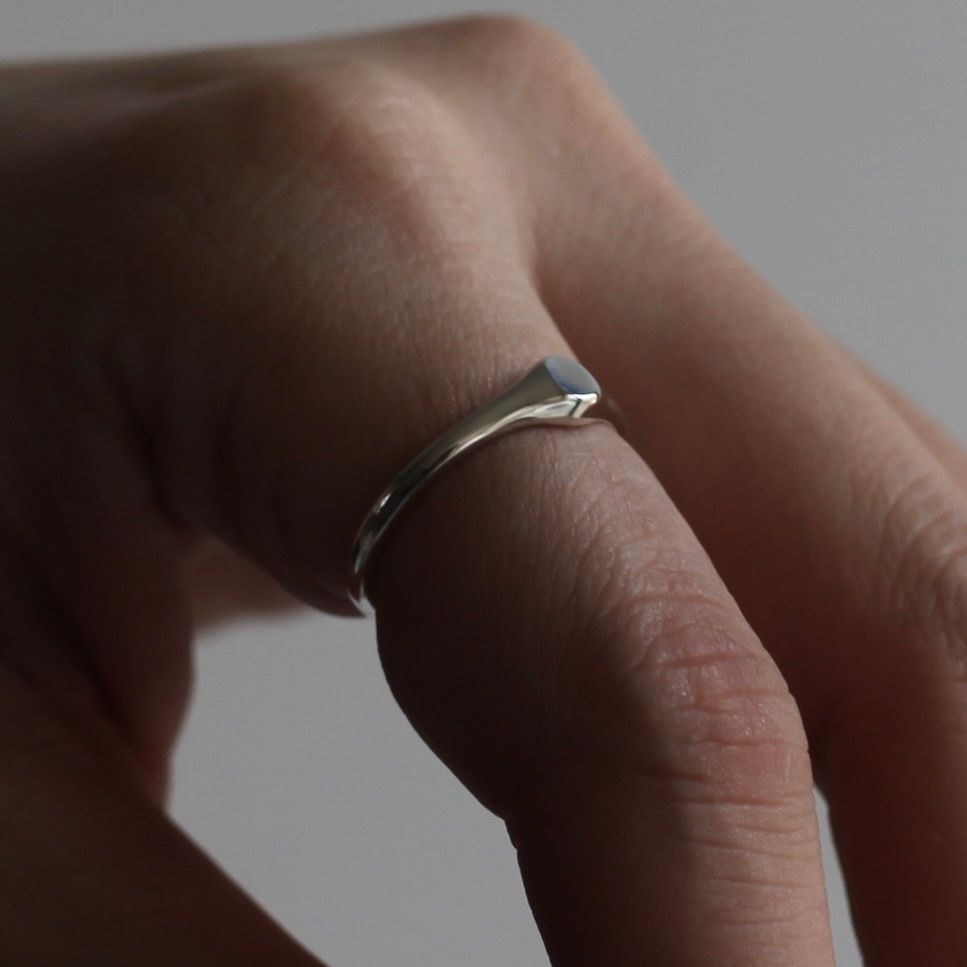 【残り一点】Oval Signet Minimal Ring S(4mm)