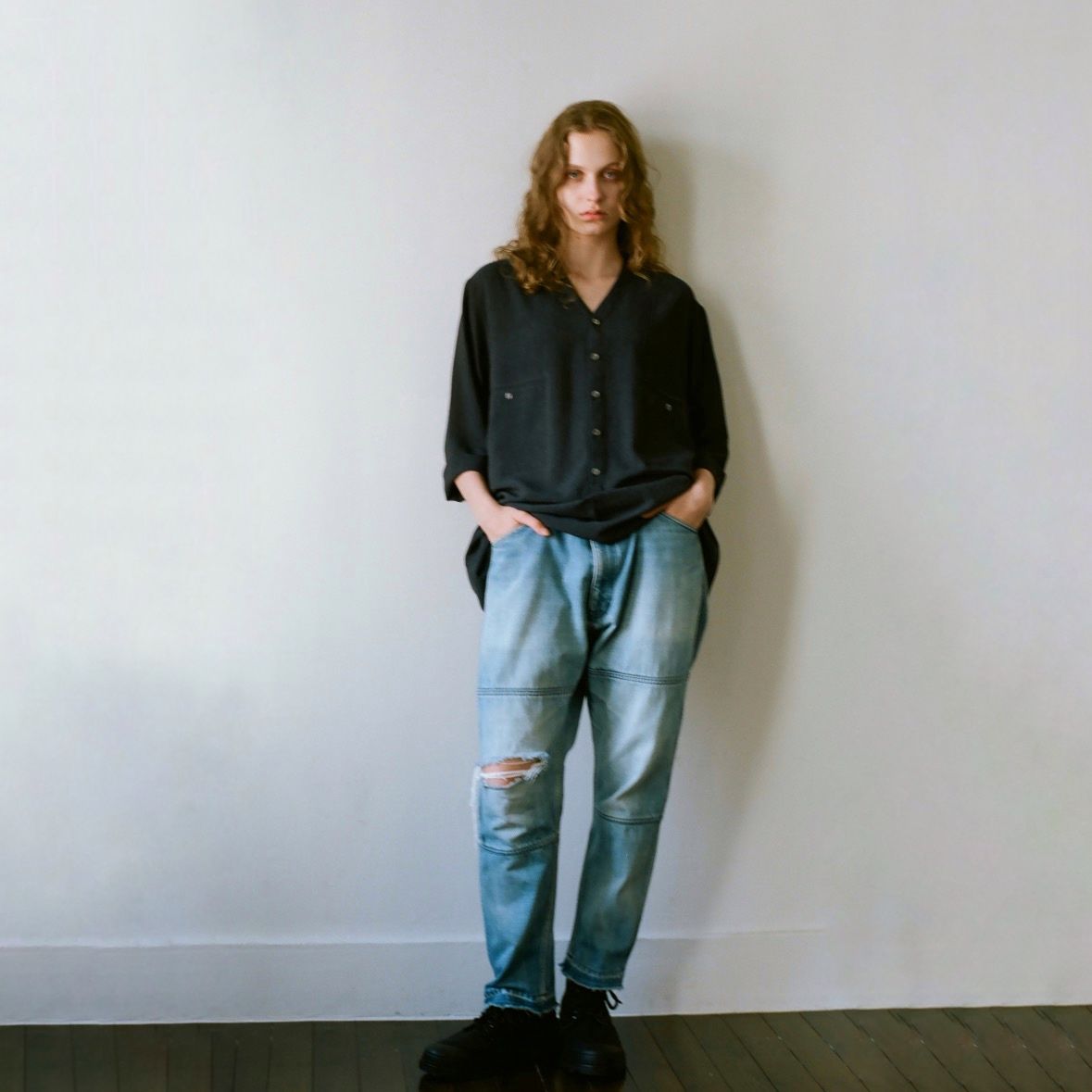 【残り一点】Collarless S/S Shirt