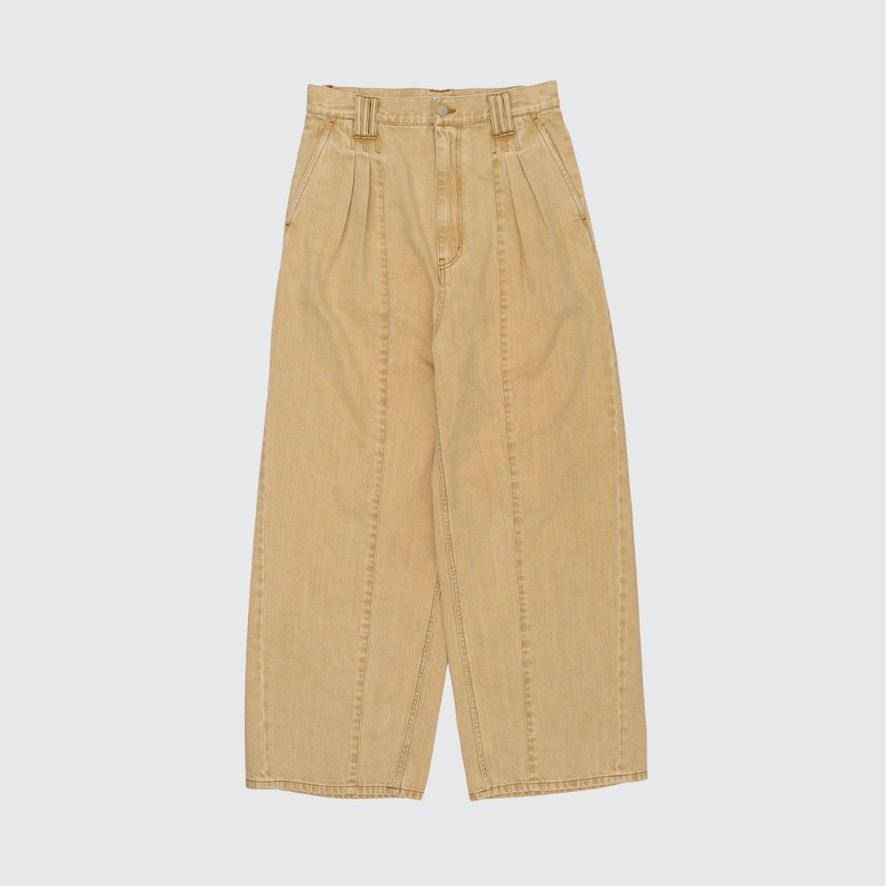 【残り一点】Vintaged Wash Denim 3pleated Wide-Leg Trousers