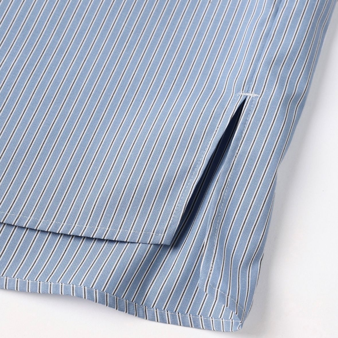 【残り一点】High Count Broad Embroidery Patch Short Sleeve Stripe Shirt