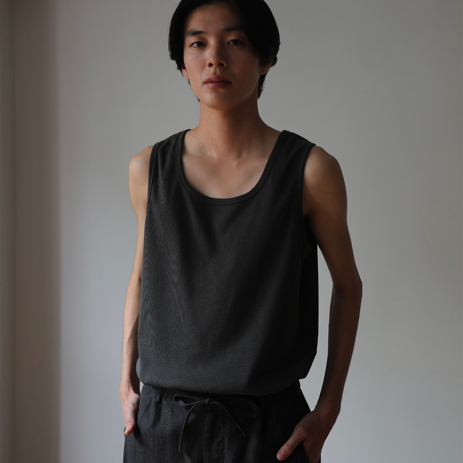 【残り一点】Dyed Ribbed Scoop Neck Tank