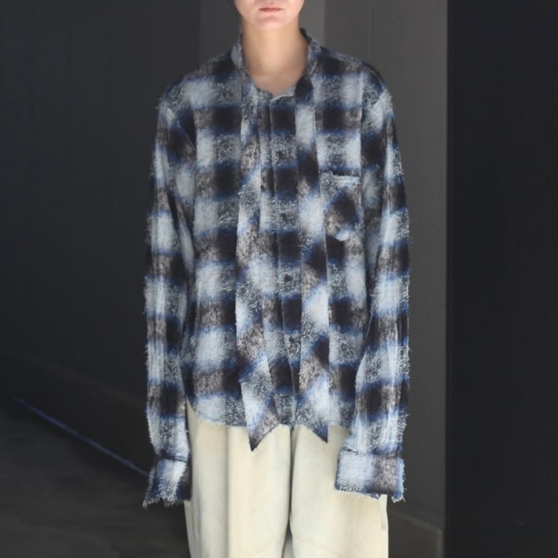 【残り一点】Shaggy Ombre Ribbon Shirt(DRUNK)